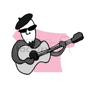 Jazz Musician Cartoon Playing Acoustic Guitar