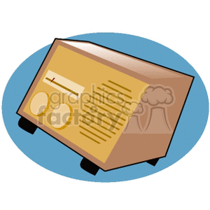 Clipart image of a vintage radio with knobs and a speaker grille.