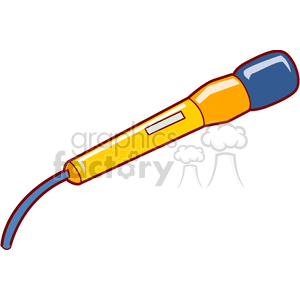 Brightly colored clipart of a handheld microphone with a wire.