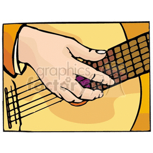 Guitar Playing with Hand and Strings