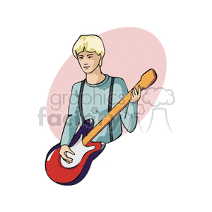 Clipart image of a musician playing an electric guitar.