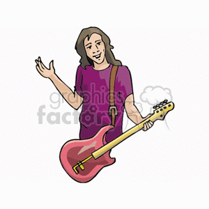 Cartoon Musician with Electric Guitar