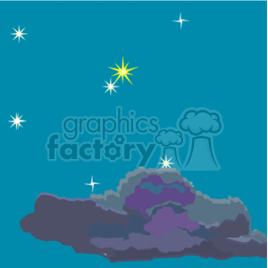   The clipart image shows a night sky with several twinkling stars of varying brightness and sizes. One star in particular stands out with a brighter, yellow hue. There