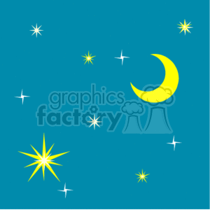 Starry Night Sky with Crescent Moon