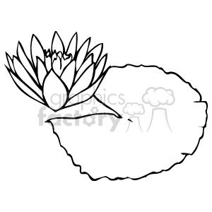 This clipart image features the outline of a lotus flower alongside a lily pad. The lotus is depicted in a stylized manner with several layers of petals visible.