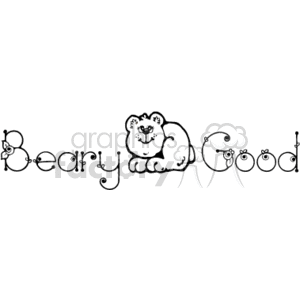   This clipart image presents the words Beary Good in a country-style decorative font. The words are integrated with bear-themed illustrations. The B in Beary is adorned with little bear ears and a paw. The G in Good appears to have bear ears as well. In place of the second o in Good, there is a cute, smiling teddy bear