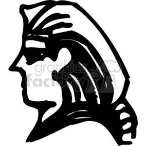 Black and white clipart of an Egyptian profile with traditional headdress.