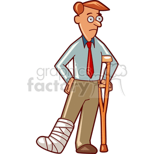 man with broken leg on crutches