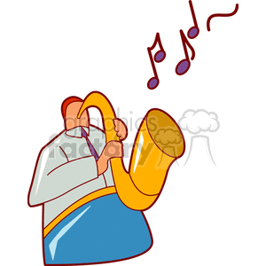 A clipart image of a person playing a saxophone with musical notes indicating sound.