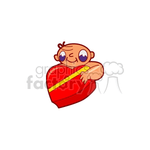 A Small Baby Holding a Big Red Valentines Heart