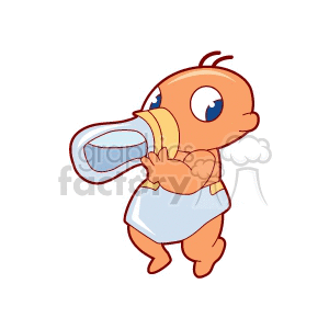 Cartoon baby holding a bottle.