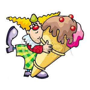 Circus Clown Holding Giant Ice Cream Cone