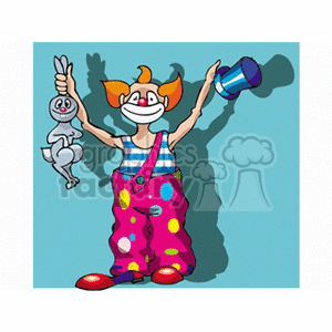 Circus Clown with Rabbit and Hat