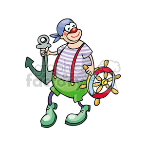 Pirate Clown with Anchor and Ship Wheel