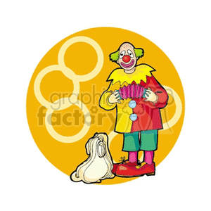 Circus Clown with Accordion and Dog