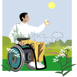 Person in Wheelchair Enjoying Nature with a Bird - Inclusive Outdoor Activity