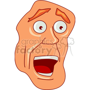 A cartoon illustration of a man's face with a surprised or shocked expression.