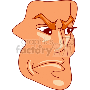 A cartoon illustration of an angry man's face, with exaggerated features conveying an intense expression.