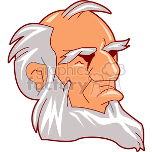 Cartoon illustration of an elderly man with a bald head and a white beard.