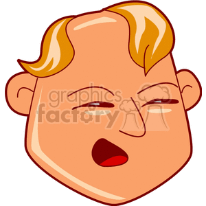 A cartoon style illustration of a boy's face with an expressive, slightly open-mouthed expression.