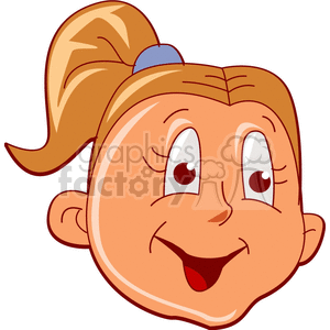 Happy Girl Cartoon Face