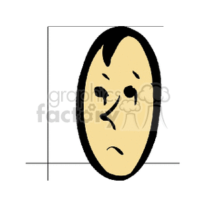 A simplistic clipart depiction of a boy's face with an inquisitive expression, featuring minimalistic lines.