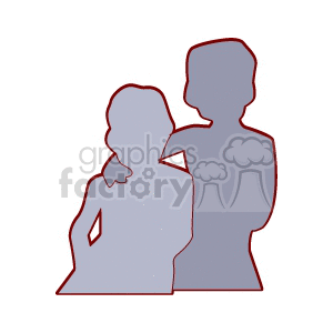 Silhouette of two people standing close together, one with an arm around the other.