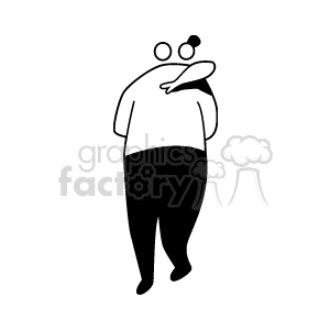 A simple black and white clipart image depicting two people walking together, symbolizing family or companionship.