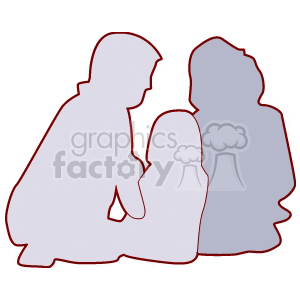 Family Silhouette Illustration: Parents and Child