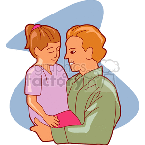 Clipart image of a father lovingly holding his daughter.