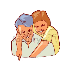 Cartoon illustration of a happy child embracing a parent, symbolizing love and family.