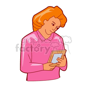 A woman looking at a picture