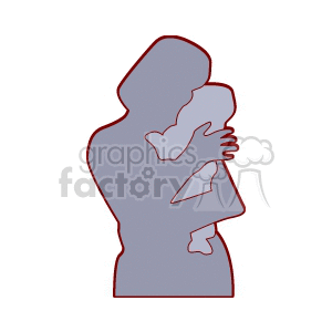 A silhouette of a parent holding and embracing a child, symbolizing love and family.