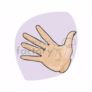 hand with 5 fingers and a purple background