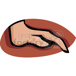 A clipart illustration of a pointing hand.