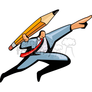 Cartoon man throwing a pencil like a javalin