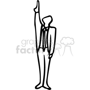 Black and white man standing pointing up at the sky