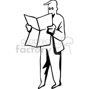 A Man Holding And Reading A Newspaper Clipart At Graphics Factory