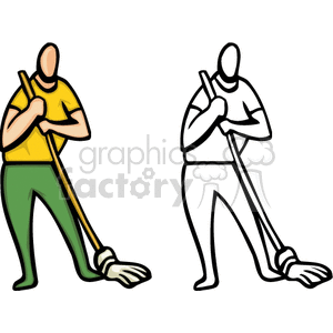 Custodian mopping the floor
