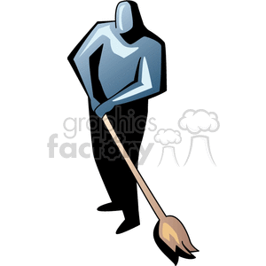 Cartoon janitor with a mop