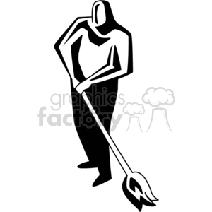 Black and white janitor with a mop