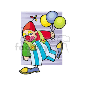 Silly clown holding three balloons