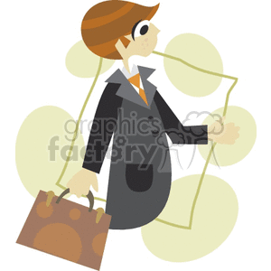 cartoon man holding a briefcase 