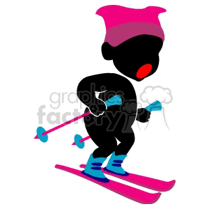 person skiing with pink skis