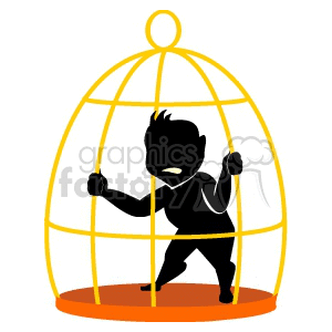 Boy inside of a cage