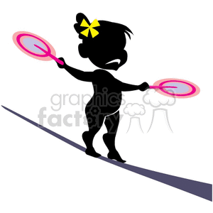 Girl walking a tightrope