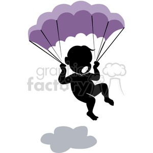 Person falling with a parachute on