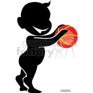 Baby boy holding a basketball ball
