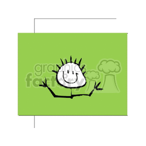 Smiling Stick Figure with Spiky Hair