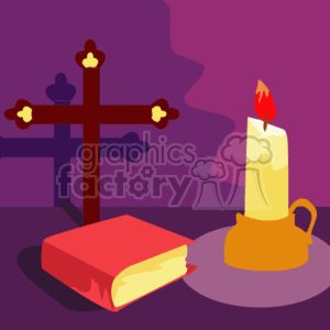 Religious - Cross, Candle, and Bible